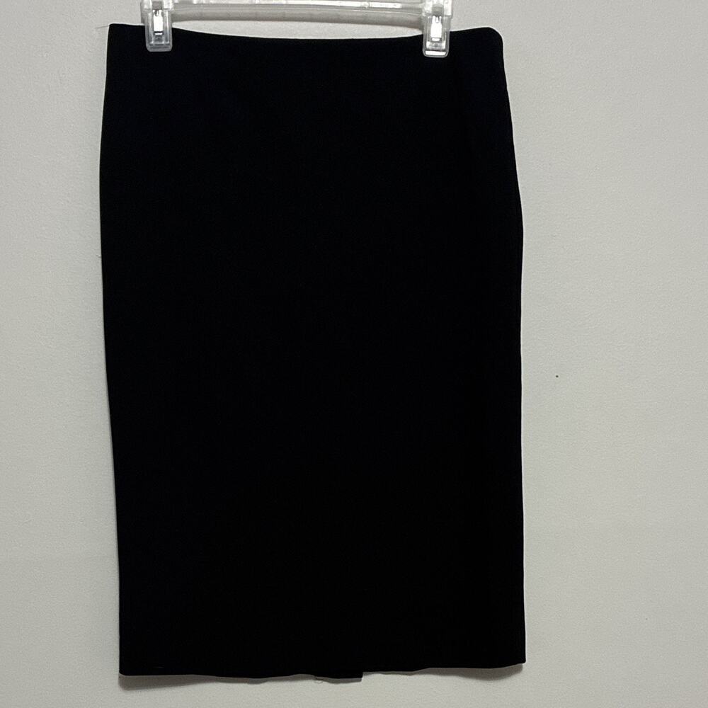 Poetry Black Solid Midi Pencil Skirt Womens M Regular Stretch Back Zip